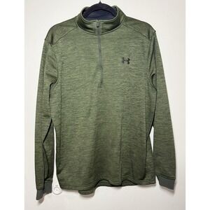 Under Armour 1/4 Zip Pullover Sweater Men's Large Olive Green ColdGear Loose Fit